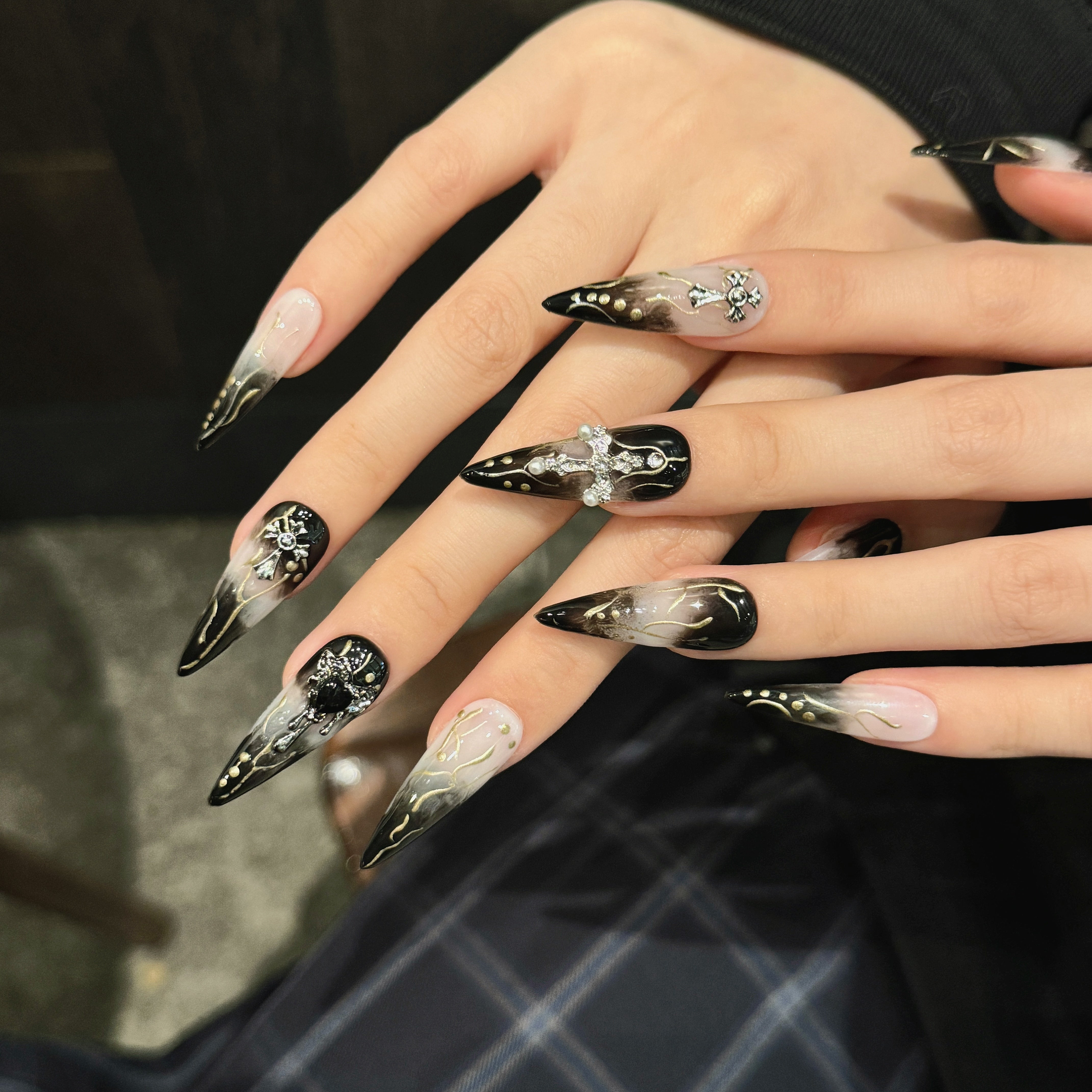 Achieve Stunning Black and White Gothic Nails Without a Salon