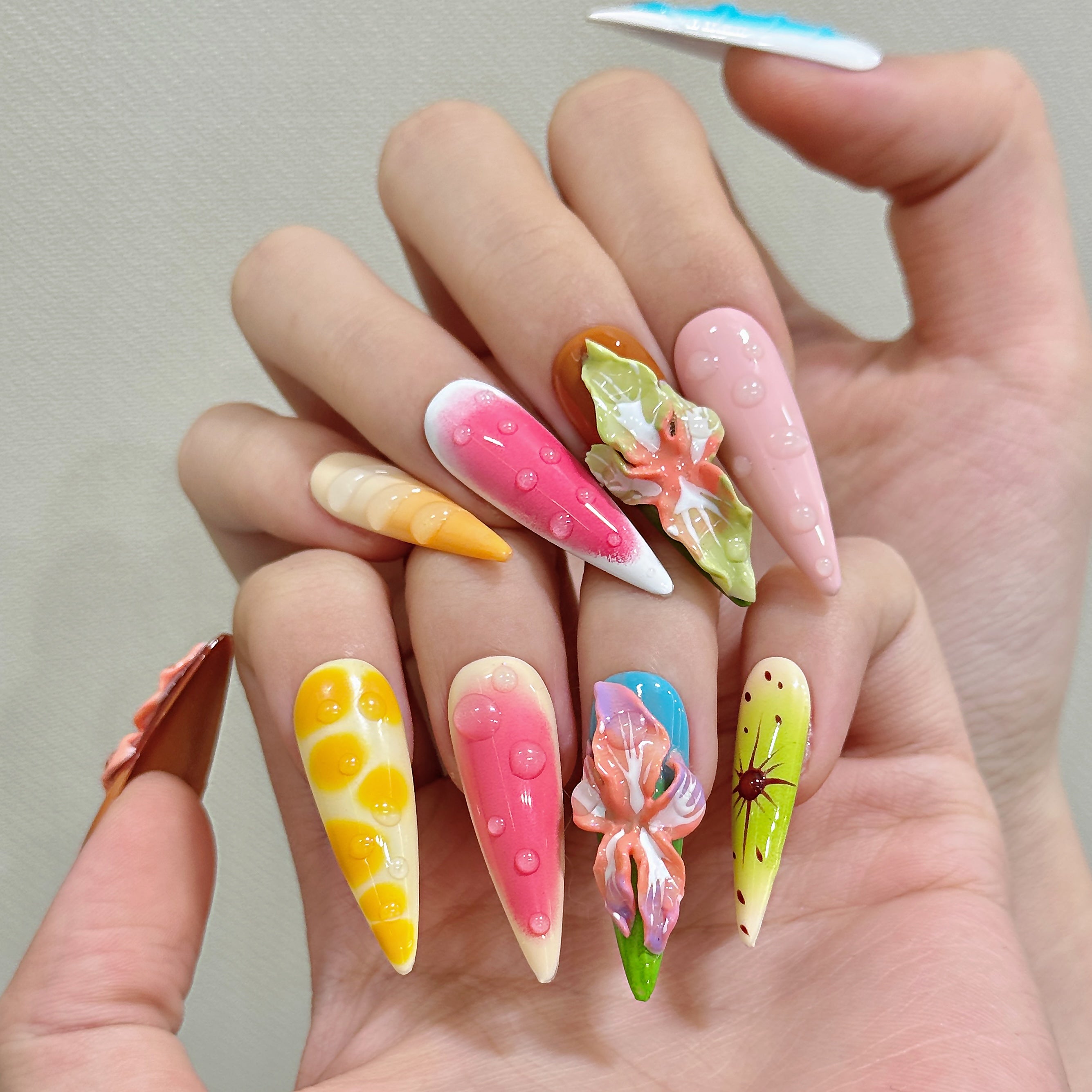 Multicolor Sweet Style Party Wearable Nail Art