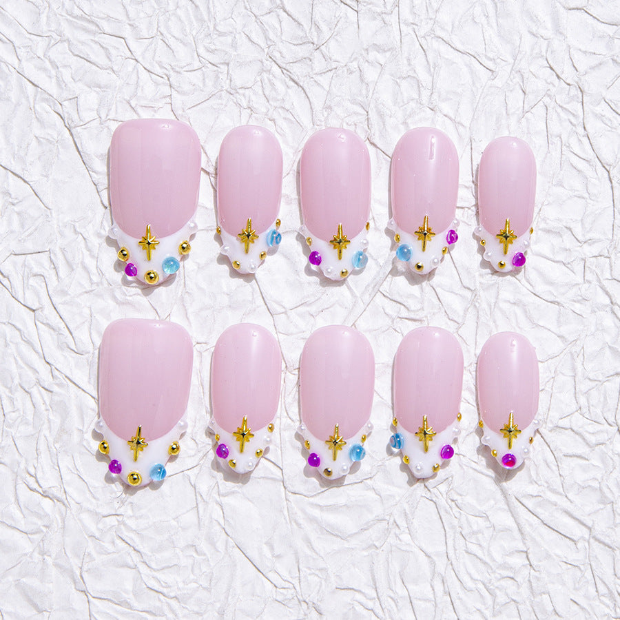 Pastel Color Kawaii Style Daily Wear Press - On Nails