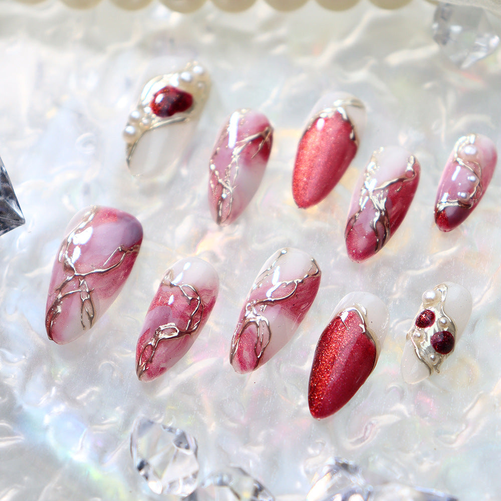 Pink and White Elegant Evening Wearable Nail Art