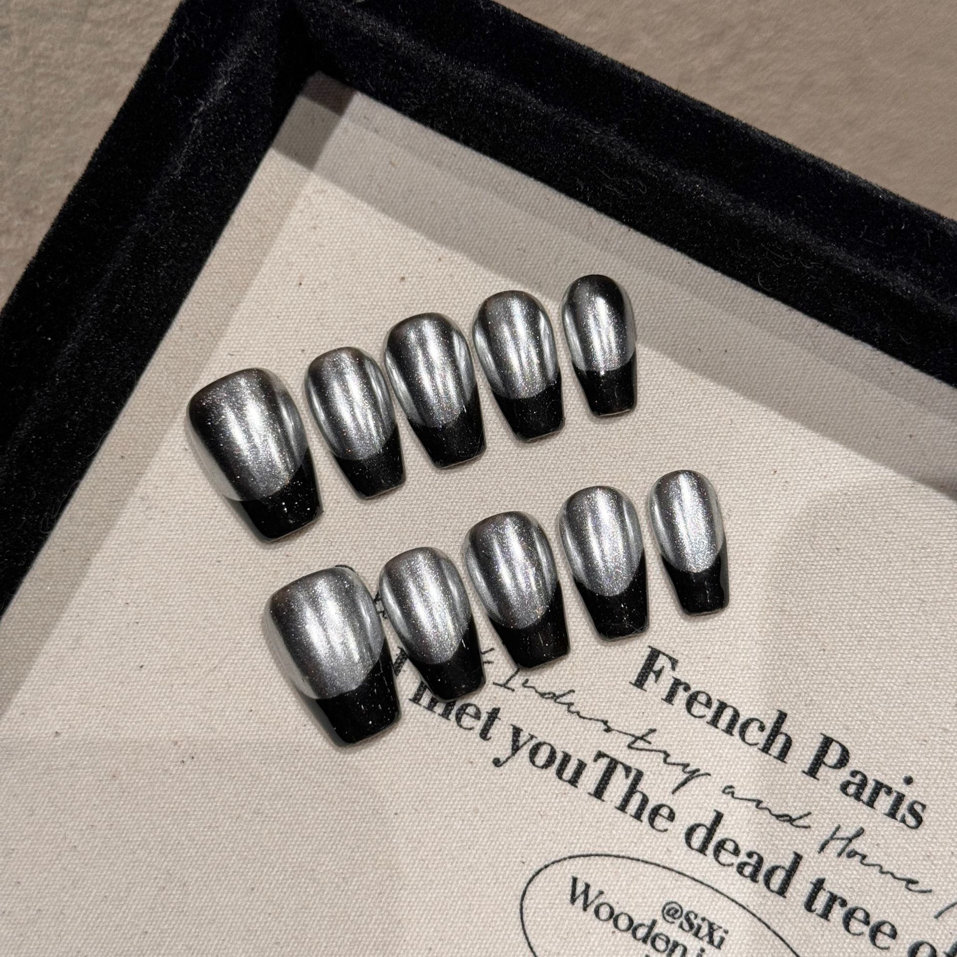 Silver Black Edgy Party Wearable Nail Art