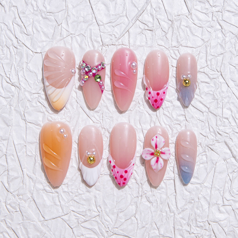 Soft Pink & Nude Fairycore Daily Wear Press - on Nails