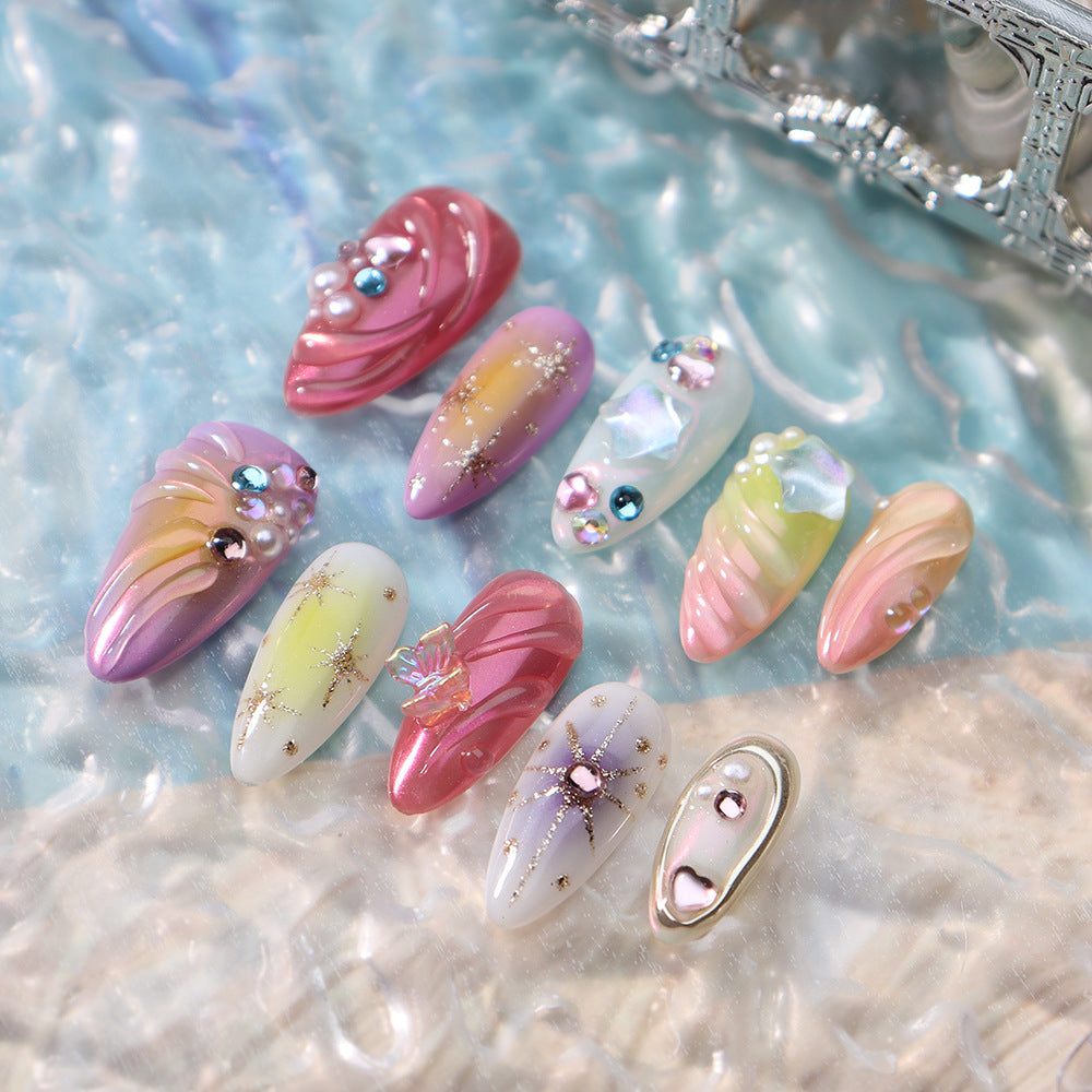 Pastel Color Fairy Style Party Wearable Nail Art