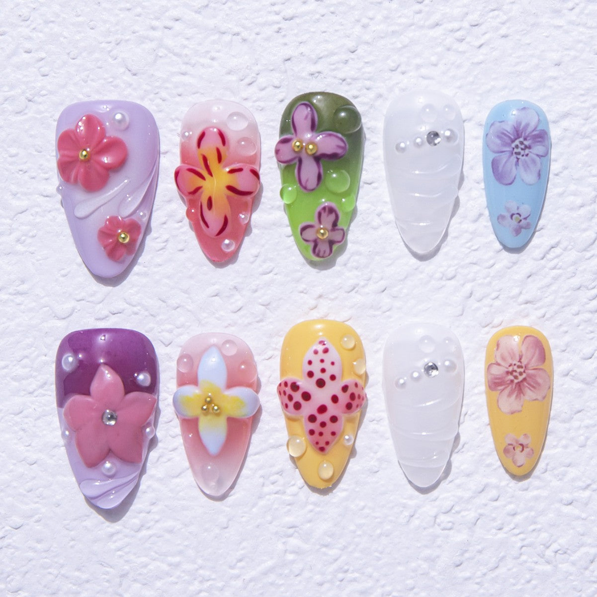Pastel Floral Style Casual Wearable Press - on Nails