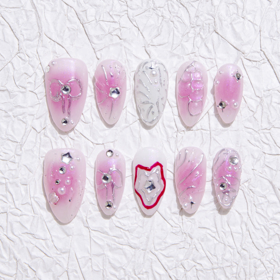 Pink And Silver Sweet Style Daily Wear Nail Art Tips