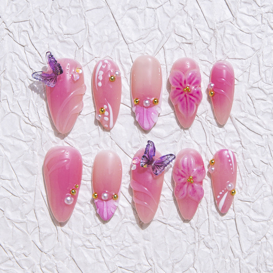 Pastel Pink Fairycore Festival Wearable Nail Art