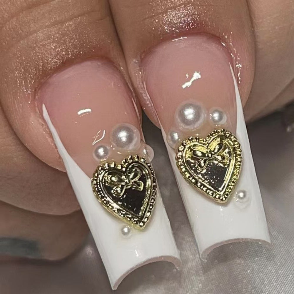 Nude and White Sweet and Romantic Wedding Wearable Nail Art