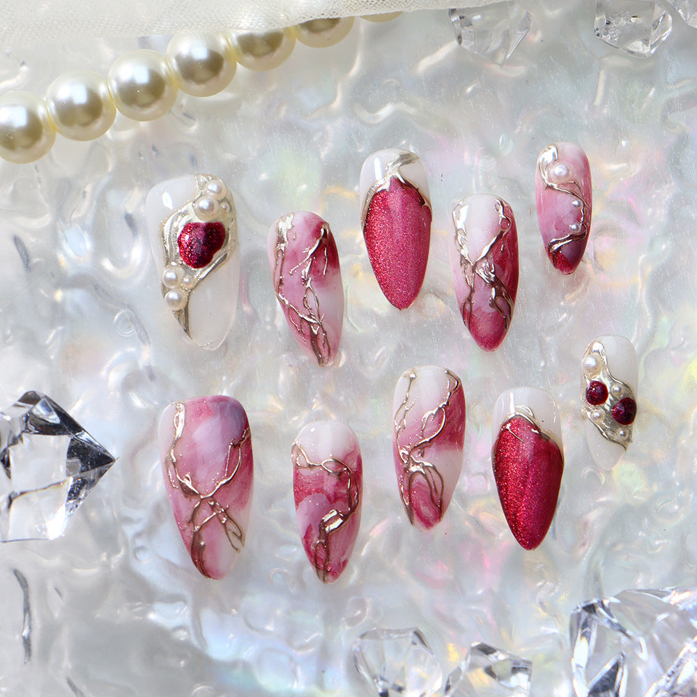 Pink and White Elegant Evening Wearable Nail Art