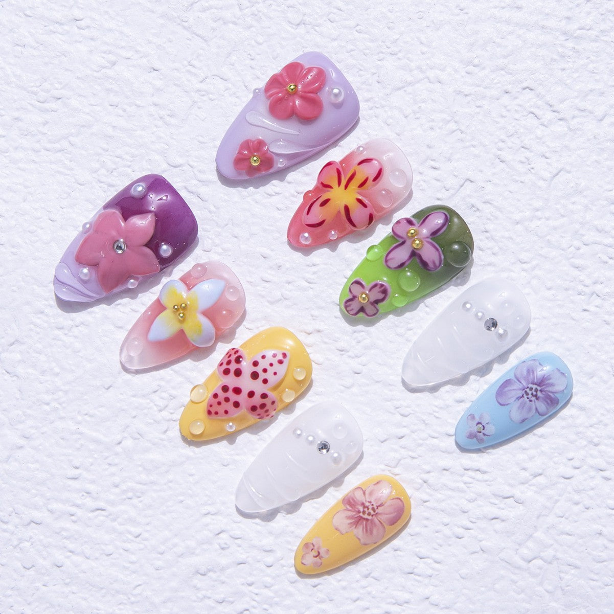 Pastel Floral Style Casual Wearable Press - on Nails