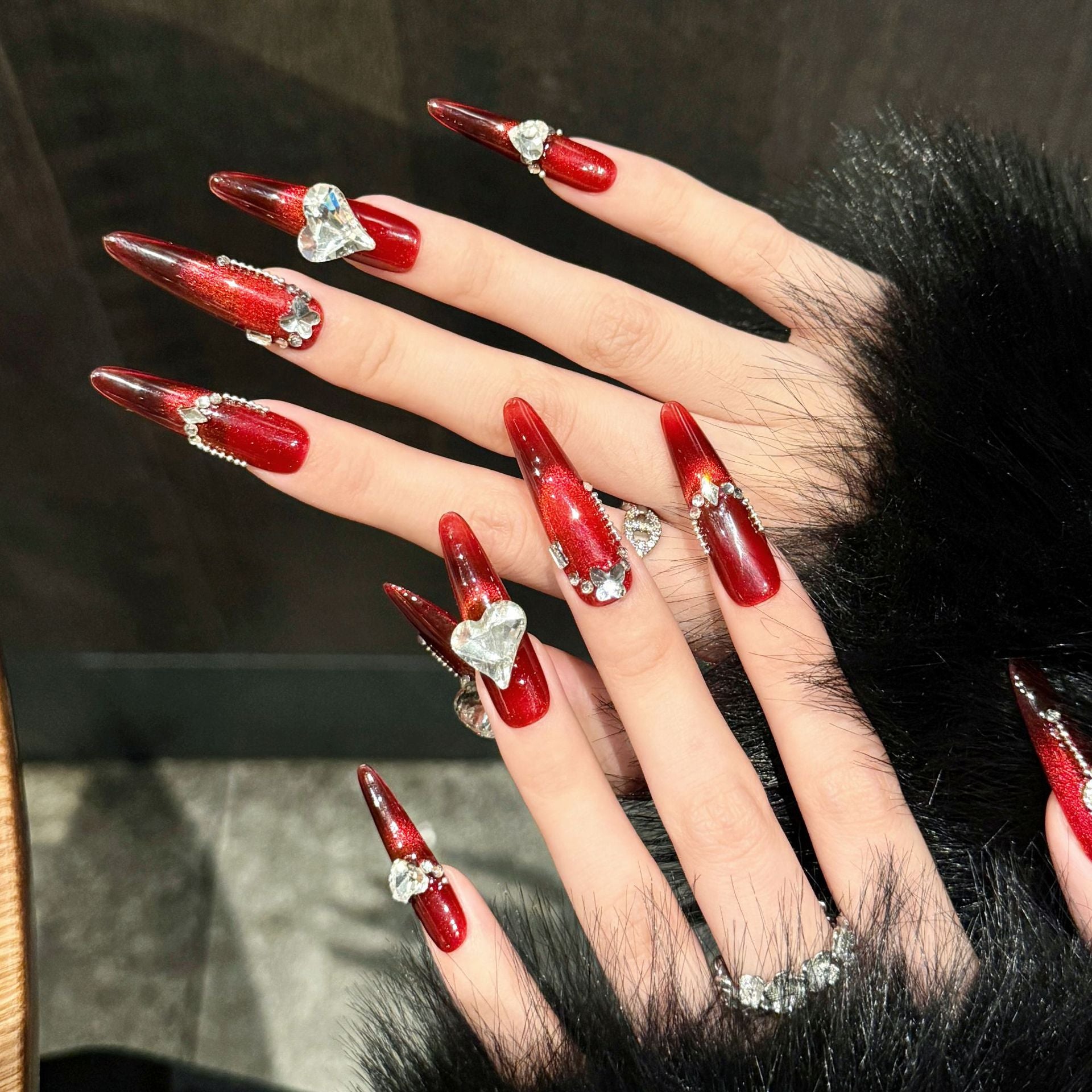 Red Luxury Style Party Wearable Nail Art