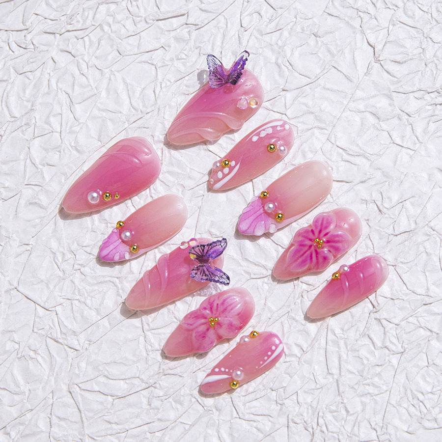 Pastel Pink Fairycore Festival Wearable Nail Art