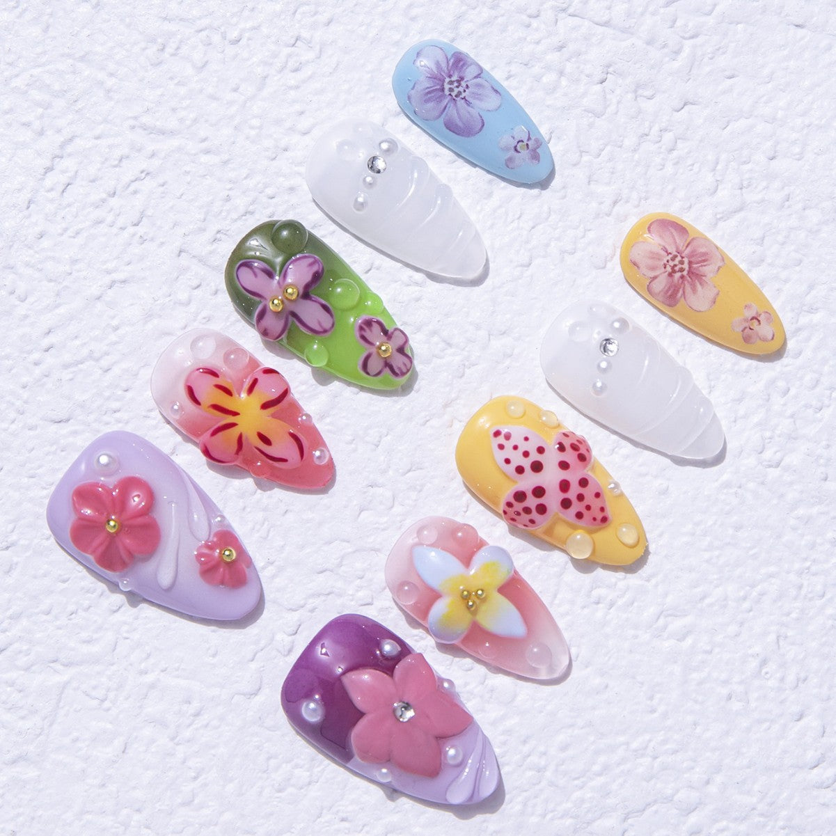 Pastel Floral Style Casual Wearable Press - on Nails