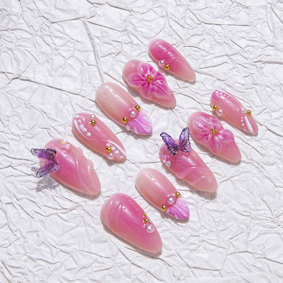 Pastel Pink Fairycore Festival Wearable Nail Art