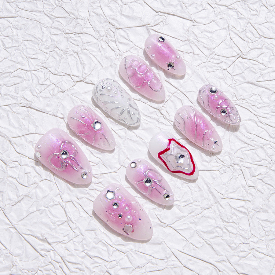 Pink And Silver Sweet Style Daily Wear Nail Art Tips