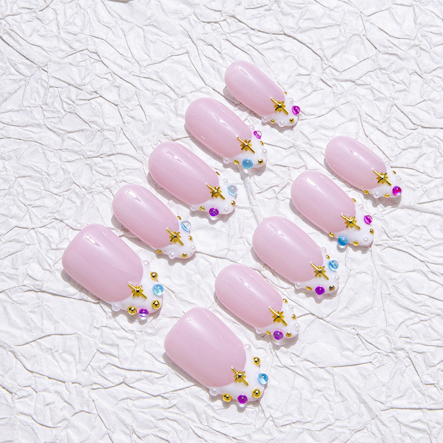 Pastel Color Kawaii Style Daily Wear Press - On Nails