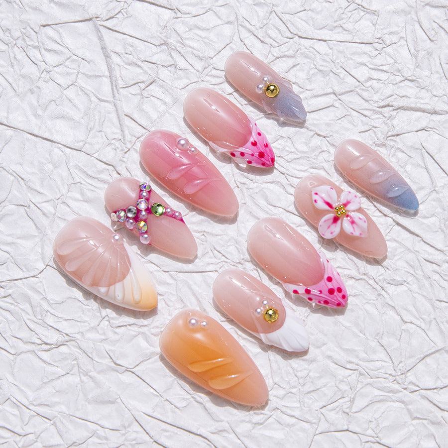 Soft Pink & Nude Fairycore Daily Wear Press - on Nails