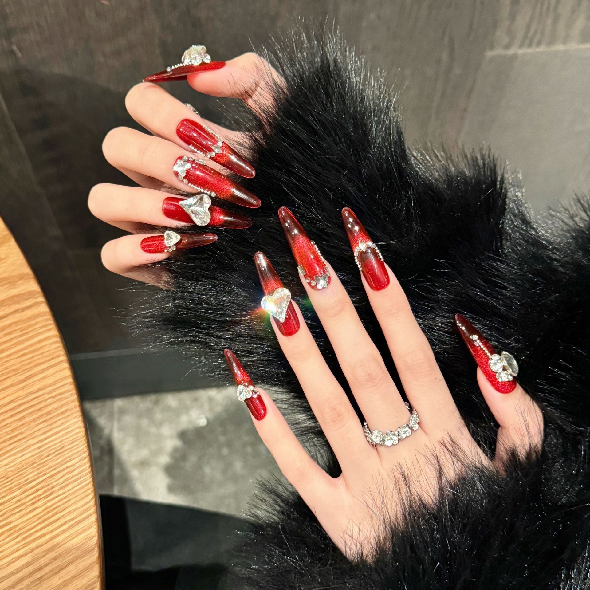 Red Luxury Style Party Wearable Nail Art