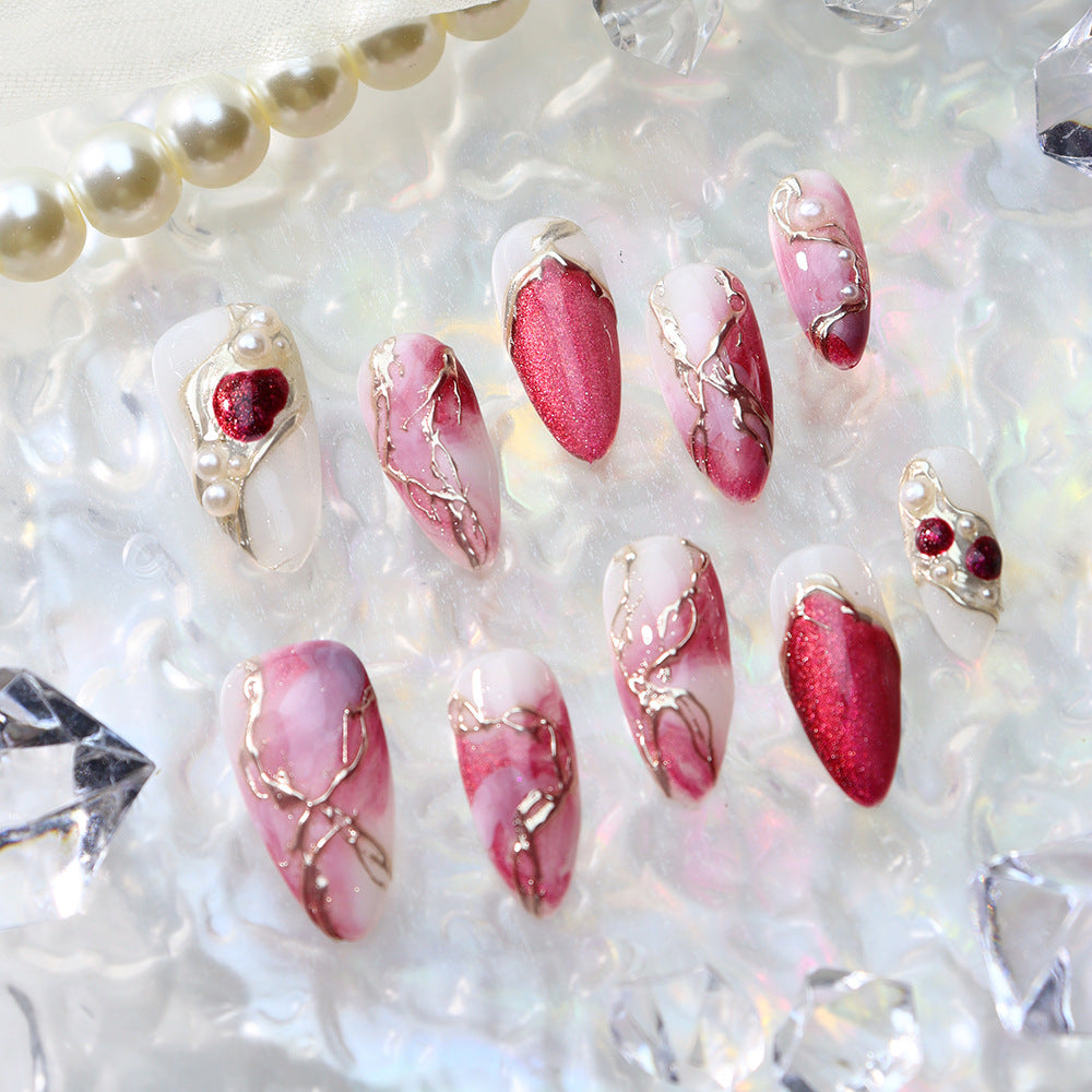 Pink and White Elegant Evening Wearable Nail Art
