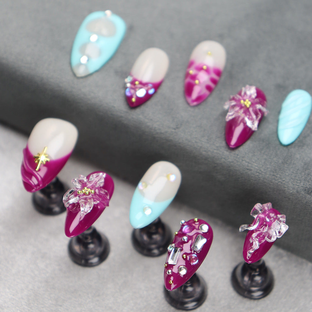 Pink, Blue and White Color, Sweet and Cute Style, Suitable for Daily Wear and Parties, Fashionable Nail Art