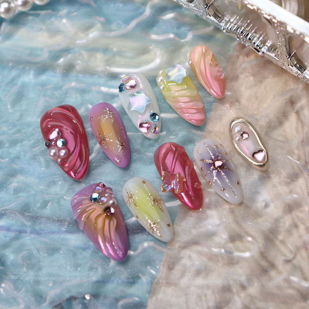 Pastel Color Fairy Style Party Wearable Nail Art
