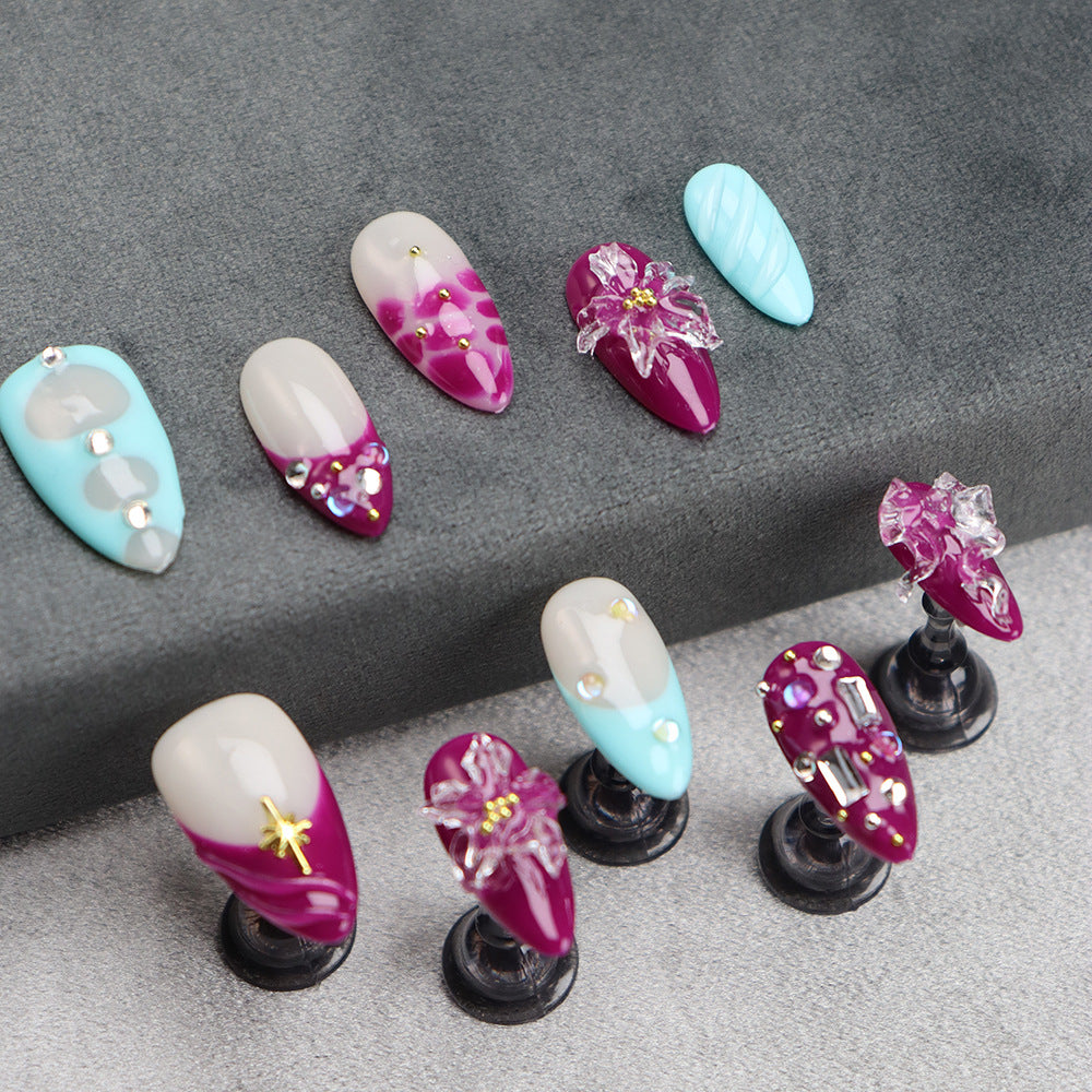 Pink, Blue and White Color, Sweet and Cute Style, Suitable for Daily Wear and Parties, Fashionable Nail Art
