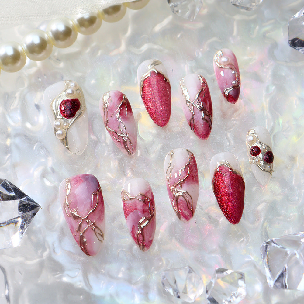 Pink and White Elegant Evening Wearable Nail Art