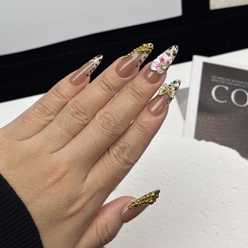 Nude Leopard Print Glamorous Party Wearable Nail Art