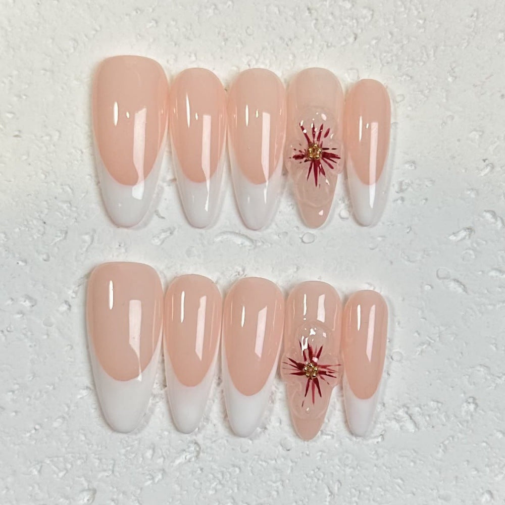 Pink and white elegant daily wear press-on nails