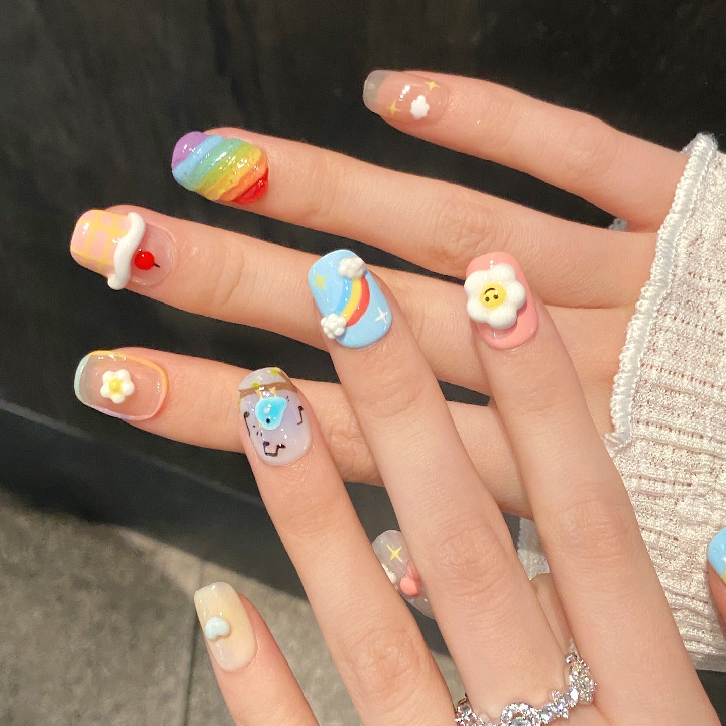Cute short nail design, suitable for daily wear, fake nails