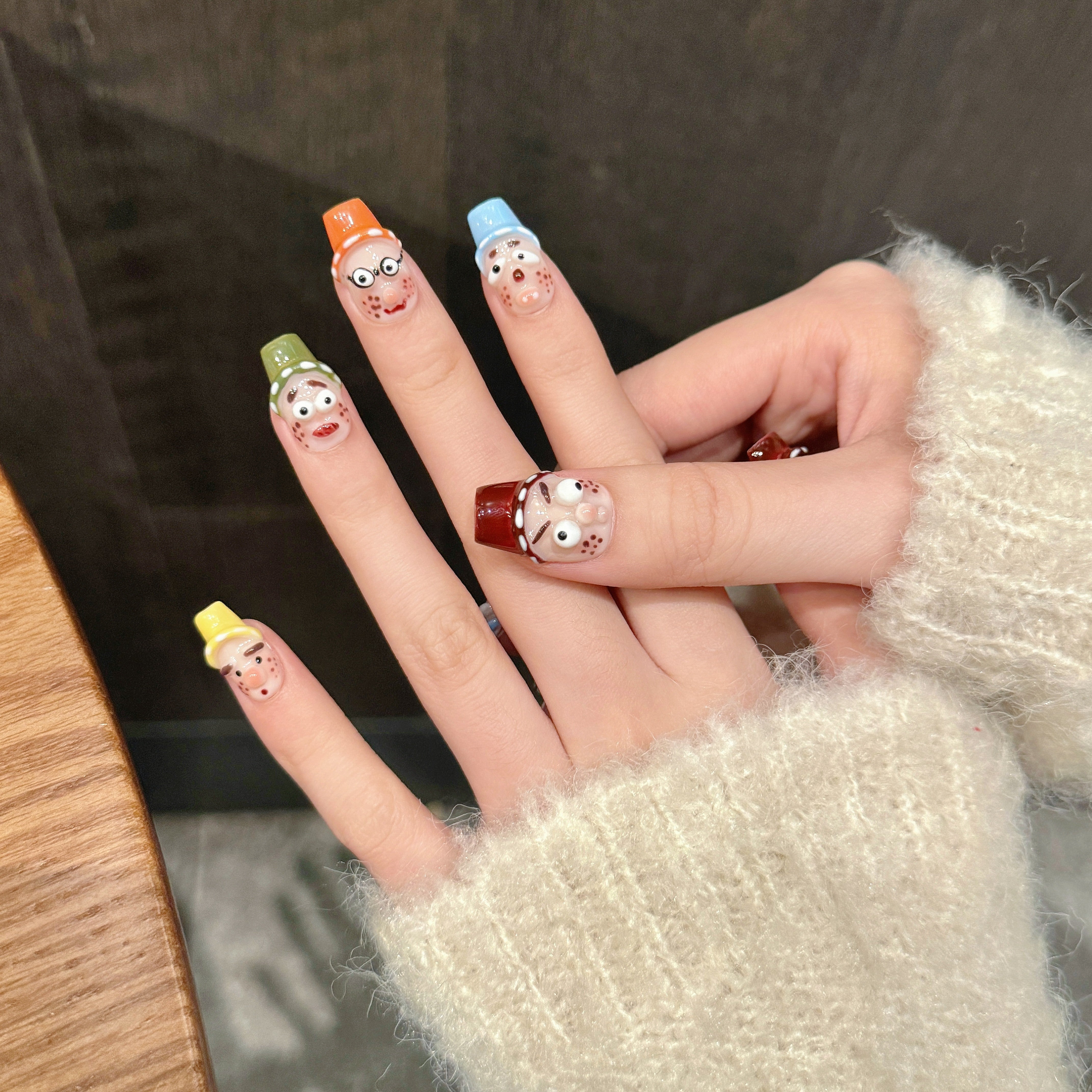Pastel Color Cartoon Style Daily Wearable Press - On Nails