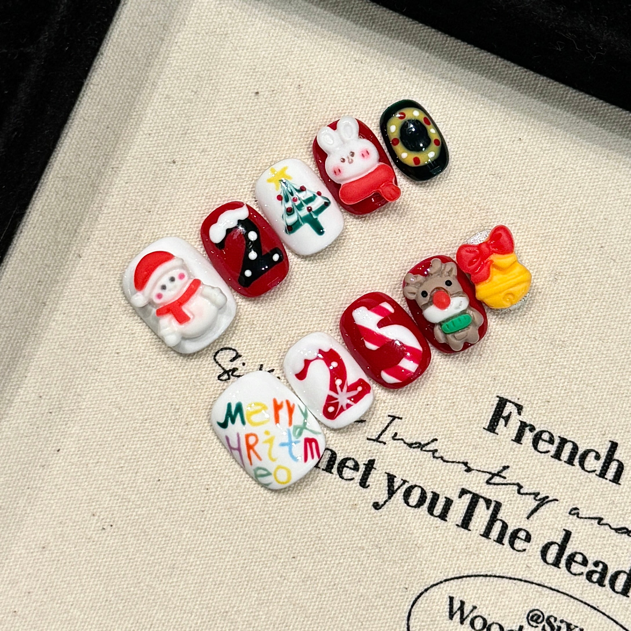 Red and White Christmas Cute Style Holiday Wearable Nail Art