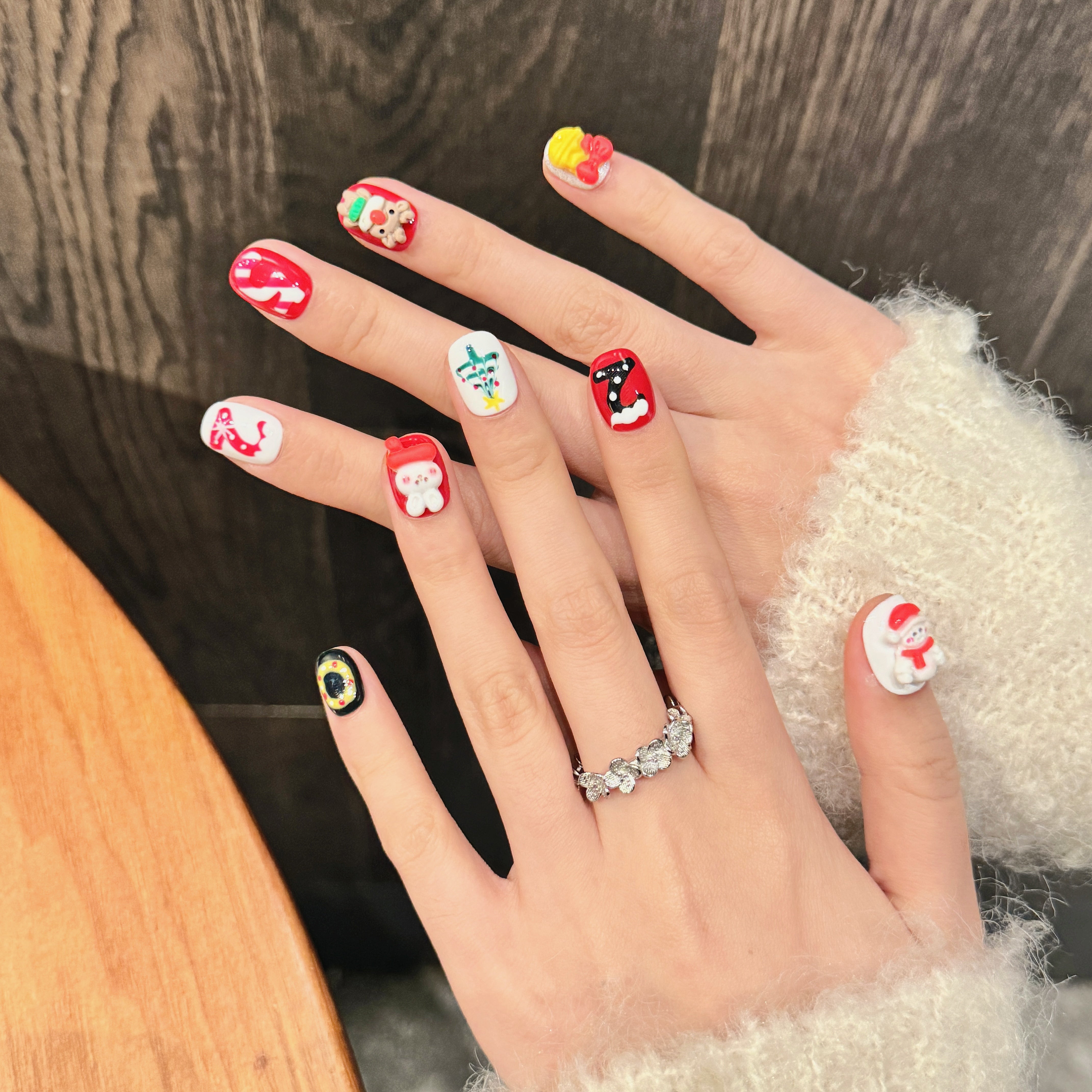 Red and White Christmas Cute Style Holiday Wearable Nail Art