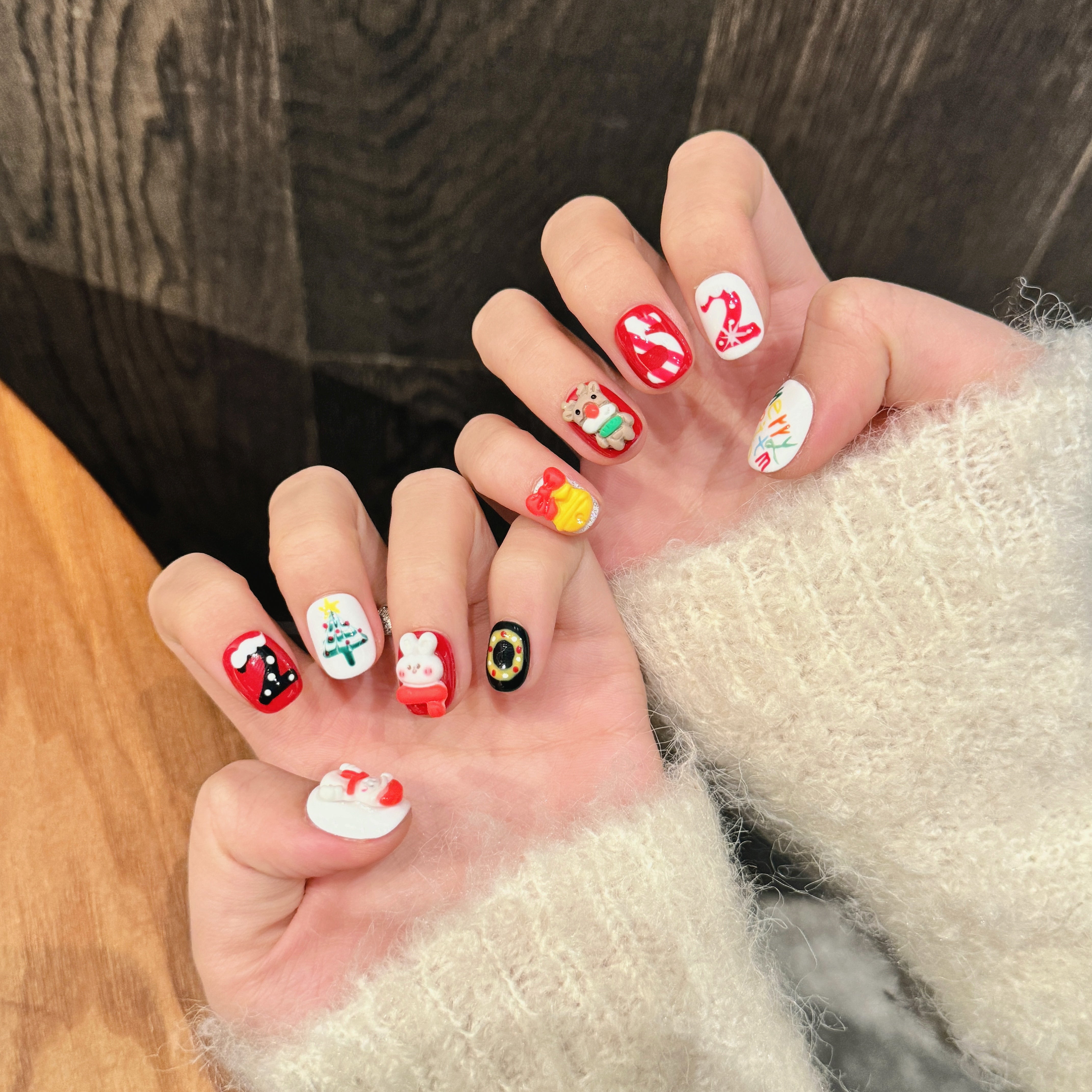 Red and White Christmas Cute Style Holiday Wearable Nail Art