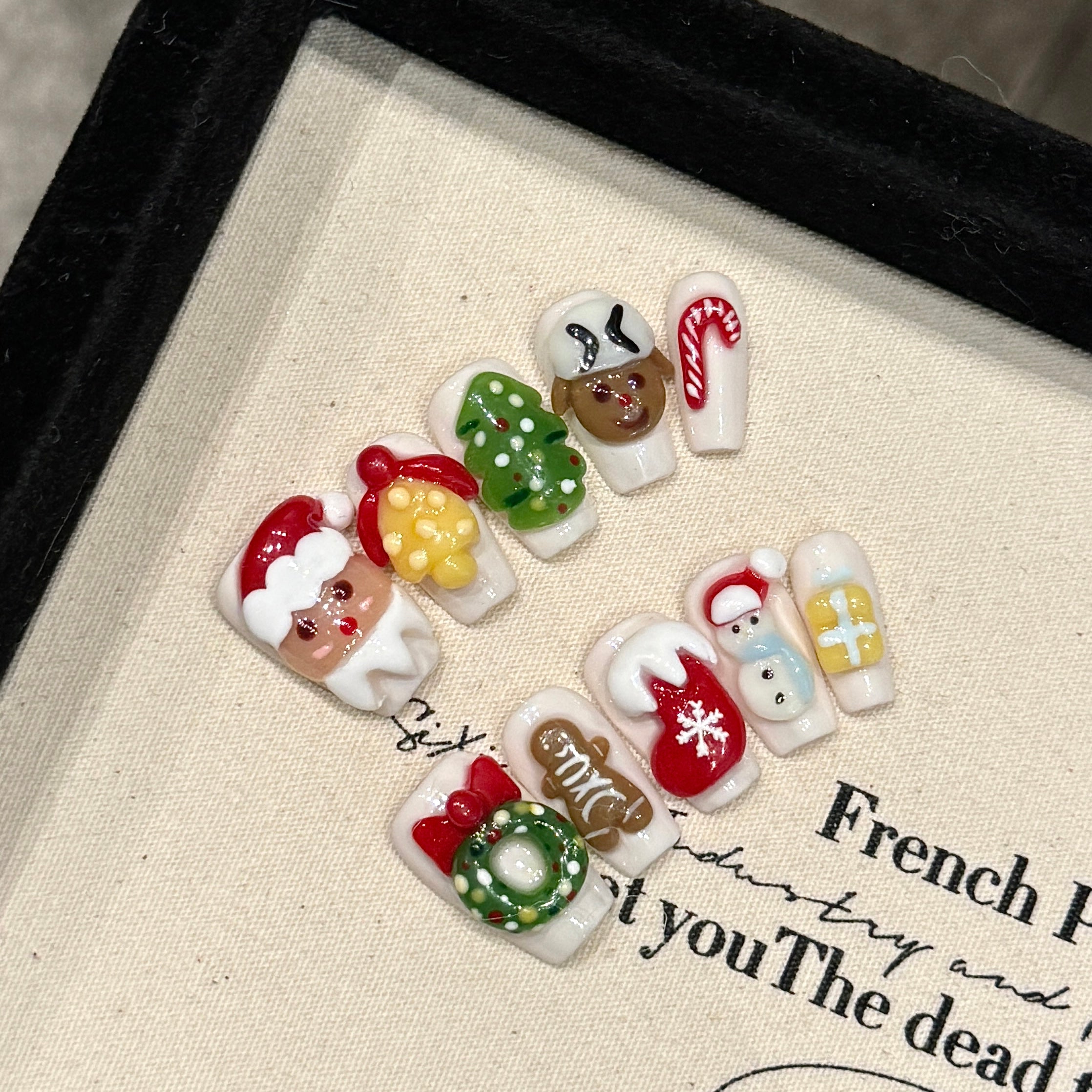 White-based Festive Christmas Wearable Nail Art
