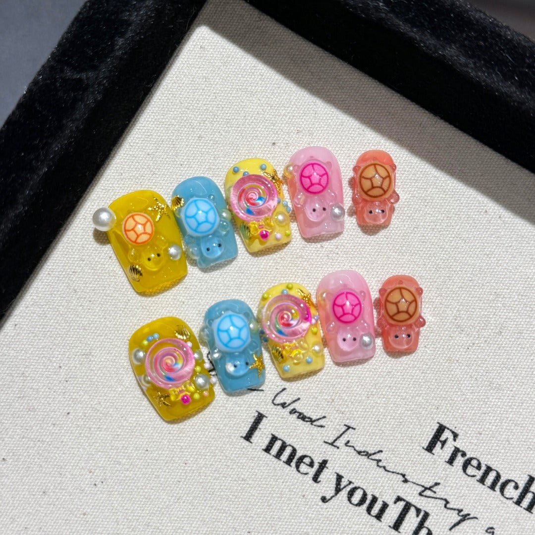 Bright Color Kawaii Style Party Wearable Nail Art
