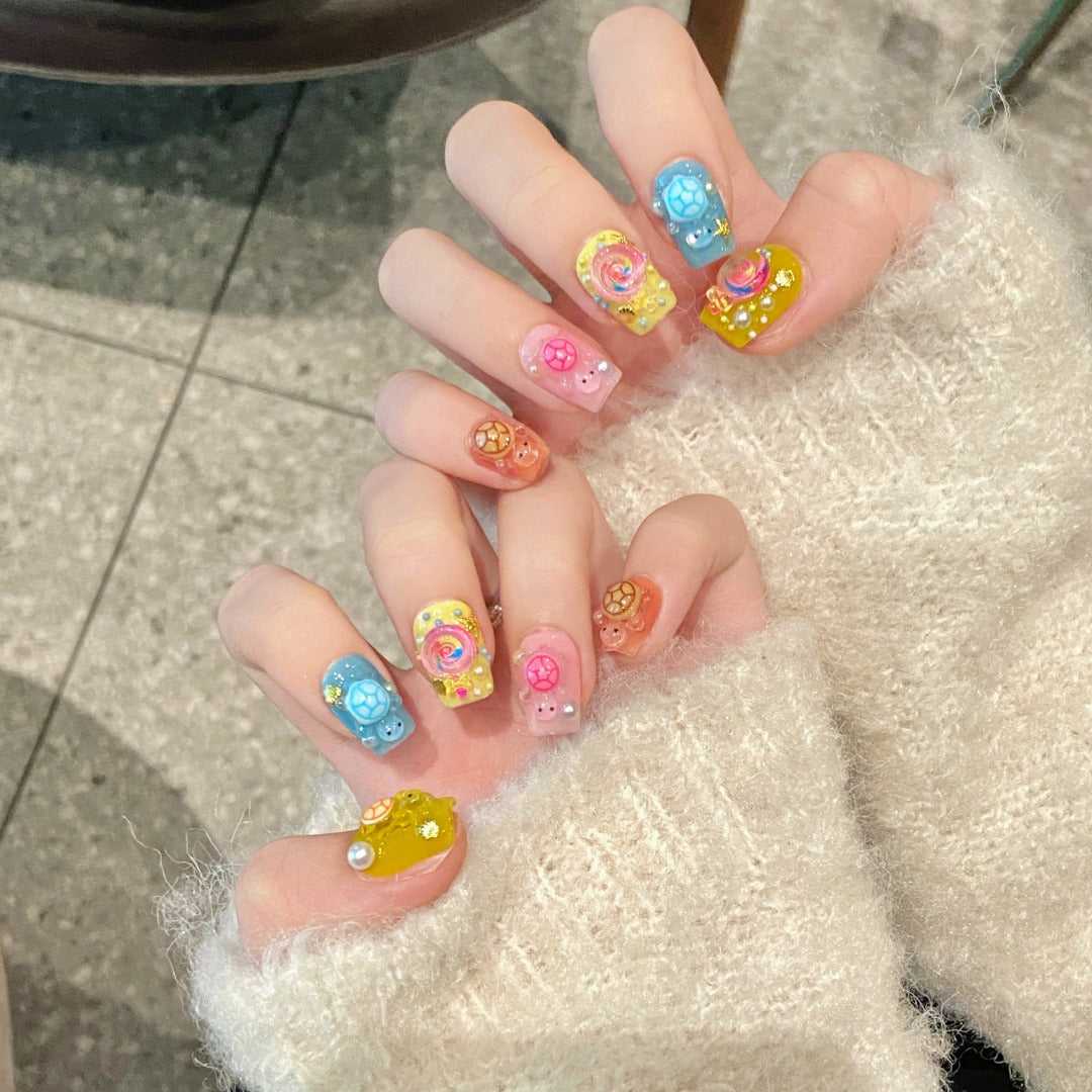 Bright Color Kawaii Style Party Wearable Nail Art
