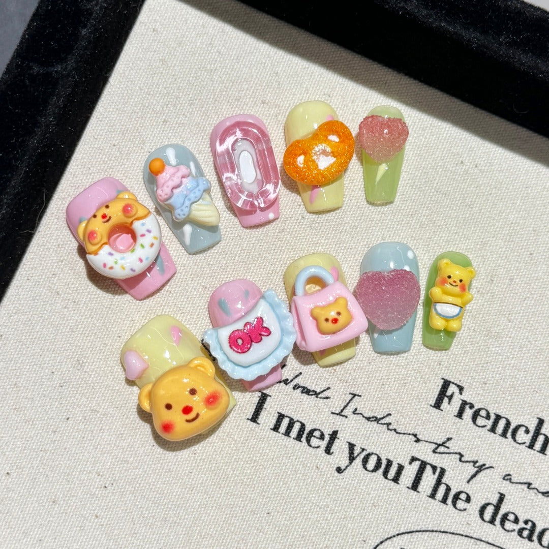 Pastel Color Kawaii Style Daily Wear Decorative False Nails