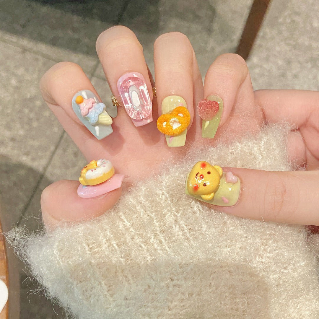 Pastel Color Kawaii Style Daily Wear Decorative False Nails