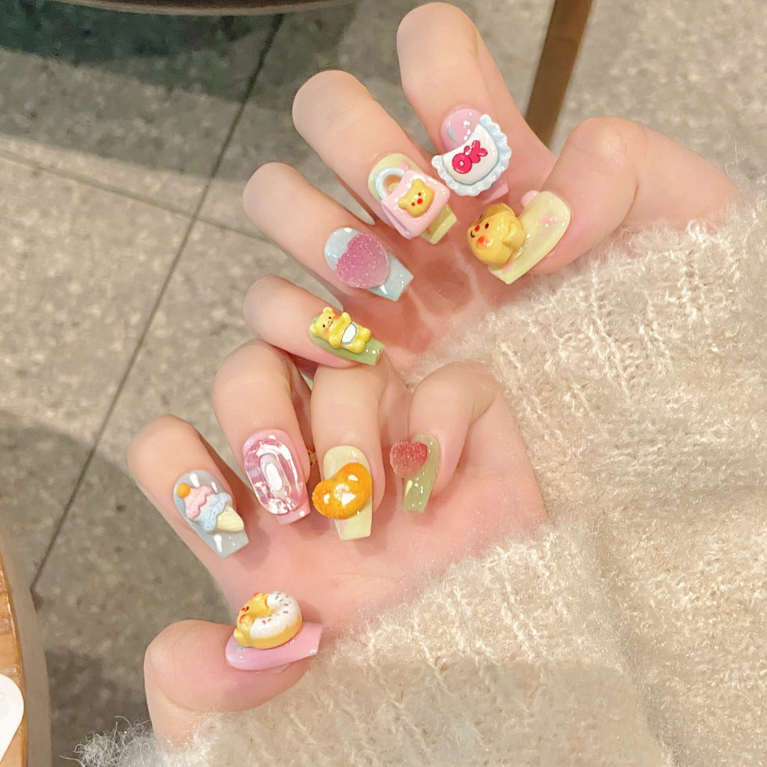 Pastel Color Kawaii Style Daily Wear Decorative False Nails