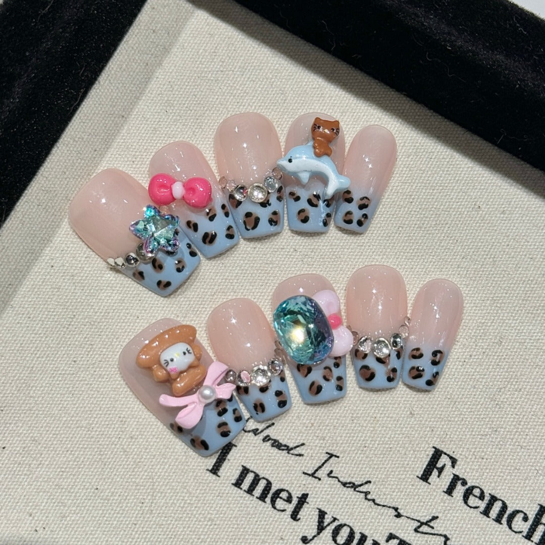 Pastel Blue Sweet Style Daily Wear Press-on Nails