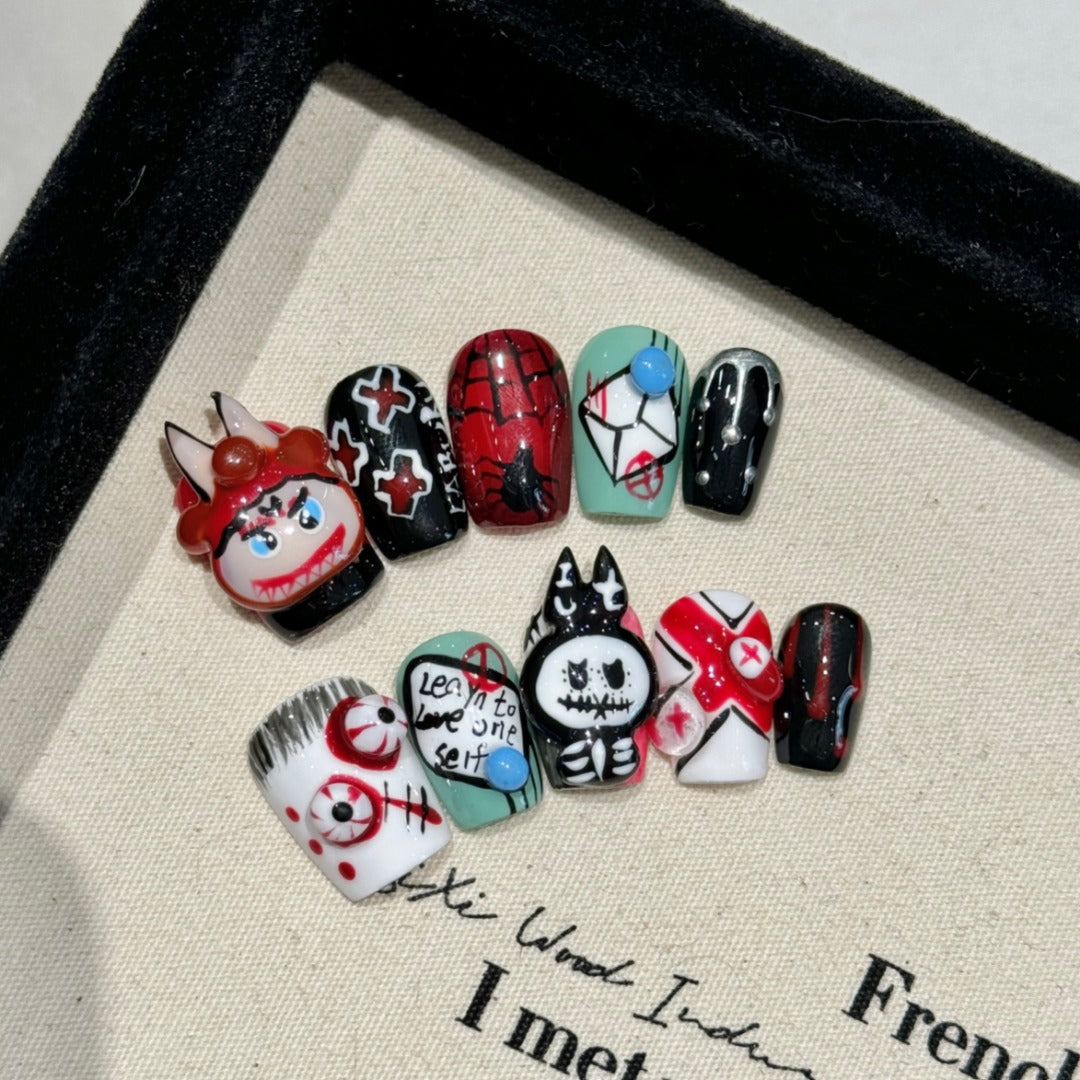 Colorful and bold, punk style, suitable for parties and festivals, wear - able nail art