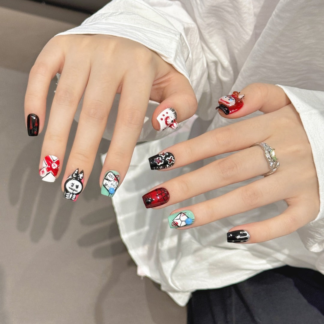 Colorful and bold, punk style, suitable for parties and festivals, wear - able nail art