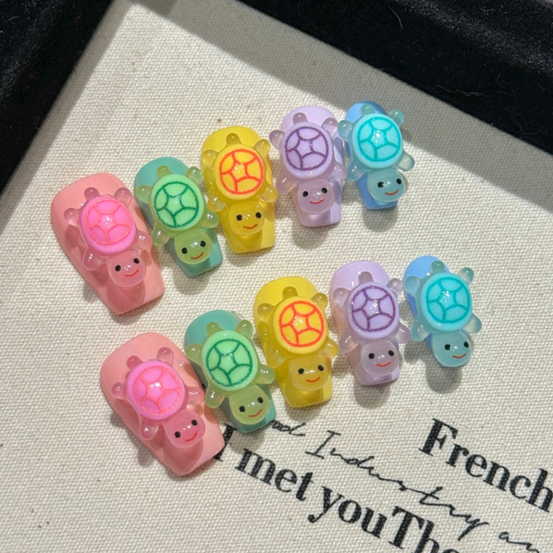 Colorful cartoon-style wearable nail set