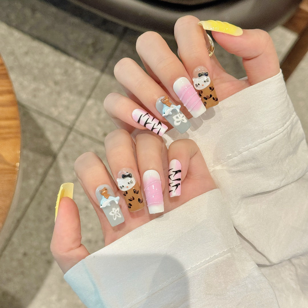Pastel Color Kawaii Style Daily Wear Press - on Nails