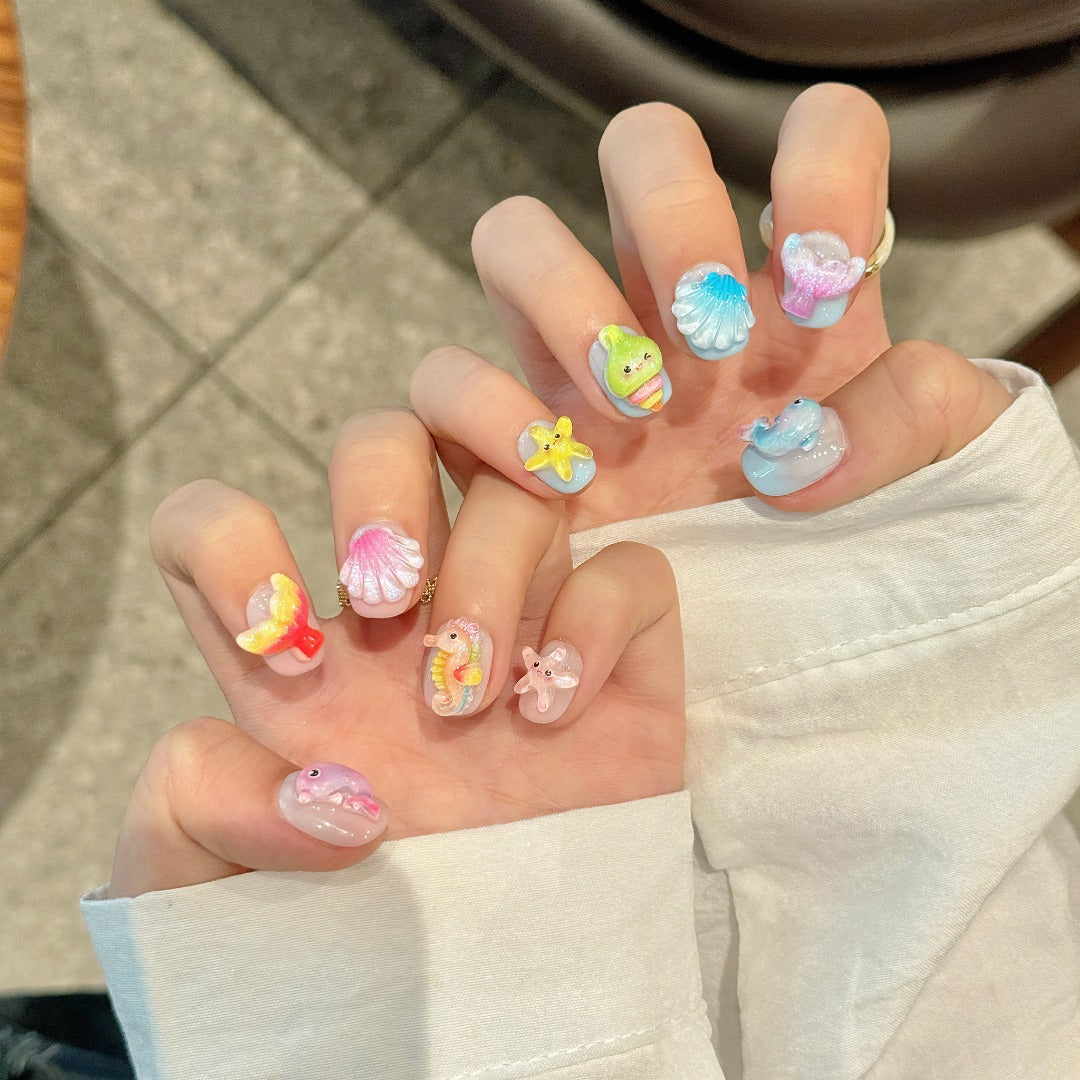 Pastel Color Kawaii Style Beach Party Wearable Nail Art