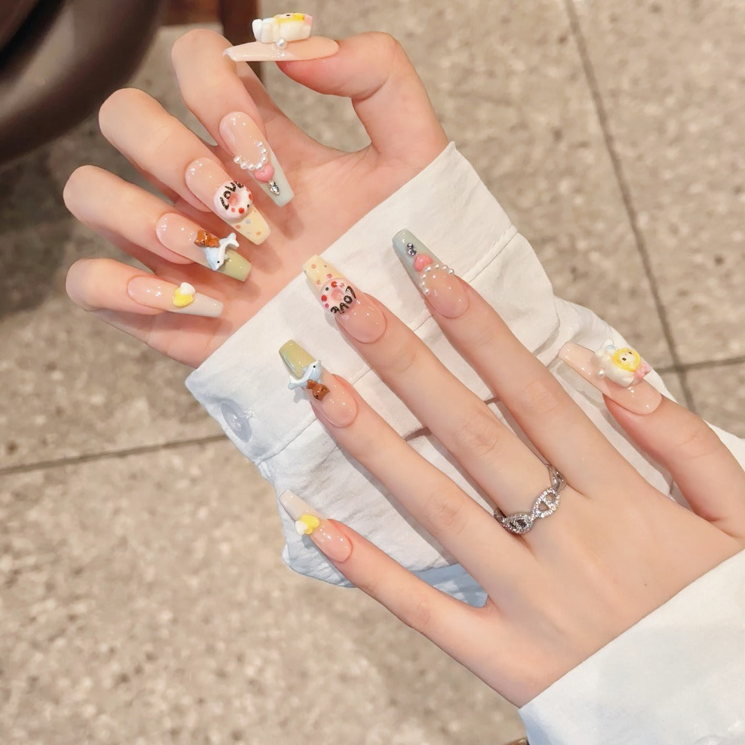 Pastel - colored Kawaii - style Daily - use Press - on Nails