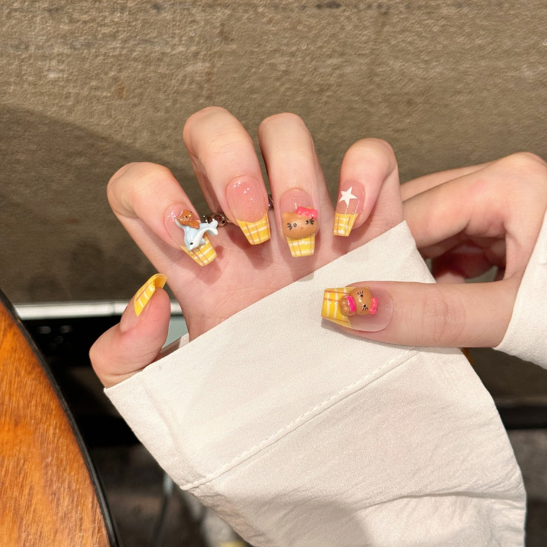 Light green sweet cute style daily wear nail art
