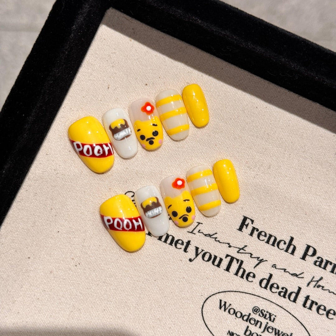 Yellow and White Cute Style Children's Party Wearable Nails
