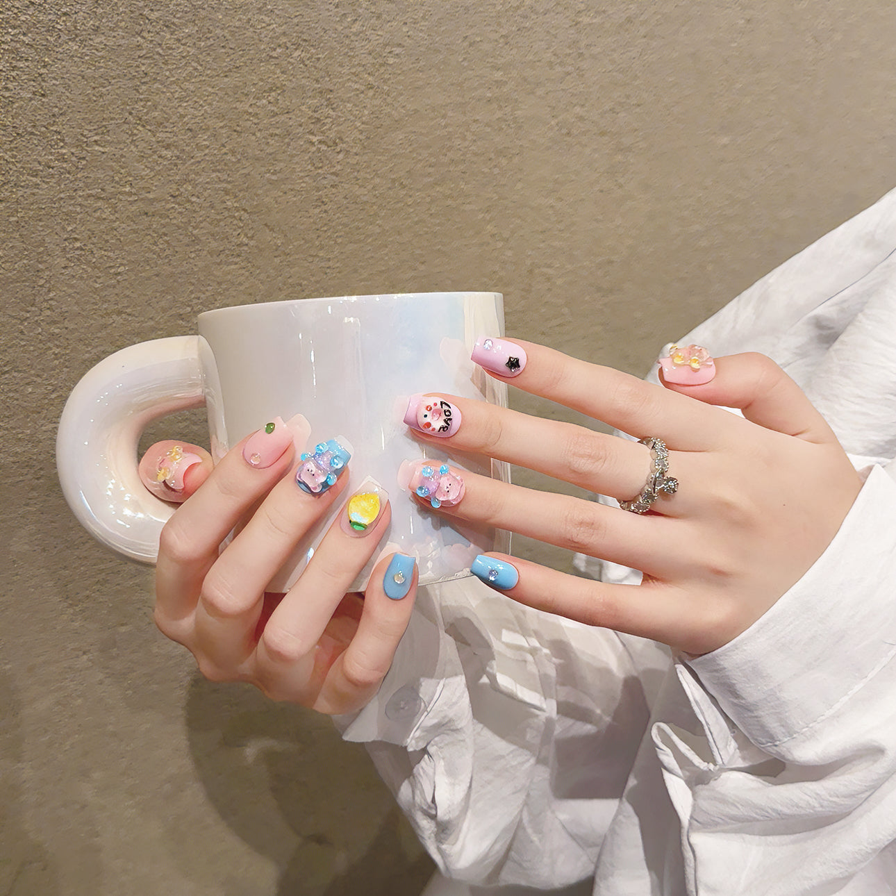 Pastel Sweet Kawaii Daily Wearable Nail Art