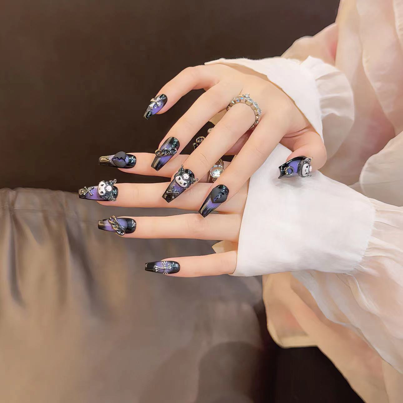 Purple Gothic Halloween Wearable Nail Art